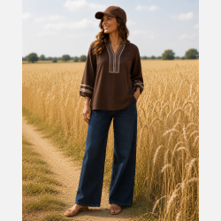 Dolly bluse -brun