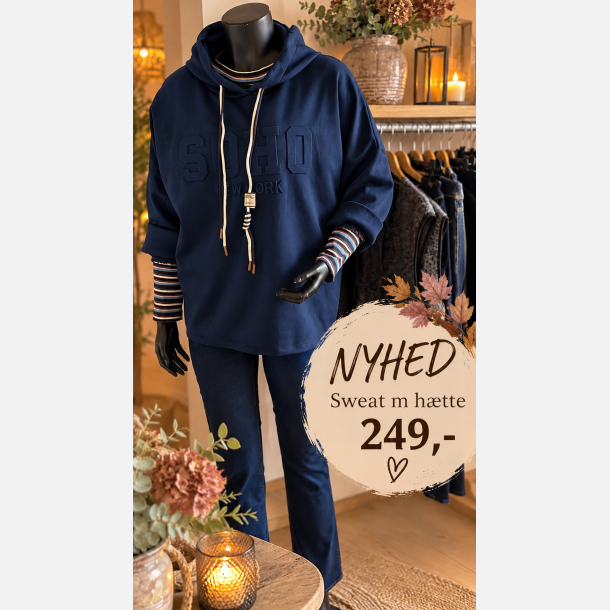 Oline sweat m/h�tte -navy