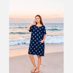 Dot kjole - navy/lysbl�