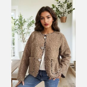 Boucle jakke - camel