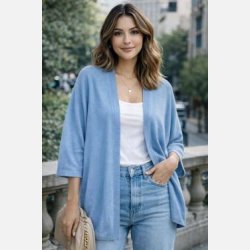 Strik cardigan jeansbl�